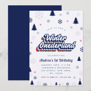 Vinter Onederland Boy 1:a födelsedagsinbjudan Inbjudningar