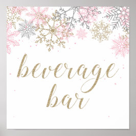 Vinter Onederland dryckesbar skylt Rosa och Guld