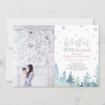 Vinter Onederland Flicka 1-års födelsedagsfoto