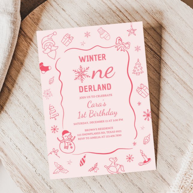 Vinter Onederland Födelsedagsfest Inbjudningar (Winter Onederland Birthday Party Invitation)