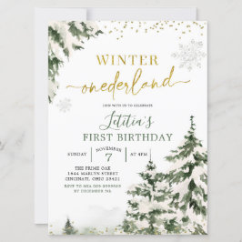 Vinter Onederland Forest First Birthday-inbjudan Inbjudningar