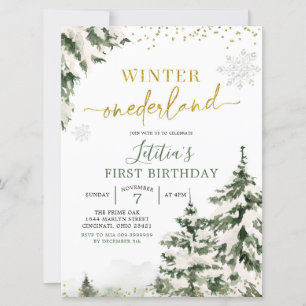 Vinter Onederland Forest First Birthday-inbjudan Inbjudningar