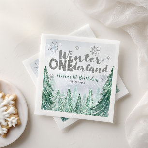 Vinter Onederland Första födelsedagen Snöflingor S Pappersservett