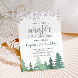 Vinter Onederland Första födelsedagen Snöflingor T Inbjudningar
