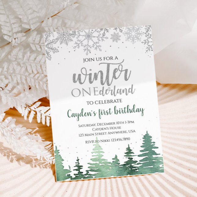 Vinter Onederland Första födelsedagen Snöflingor T Inbjudningar (Skapare uppladdad)