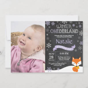 Vinter Onederland Fox 1:a födelsedagsinbjudan Inbjudningar