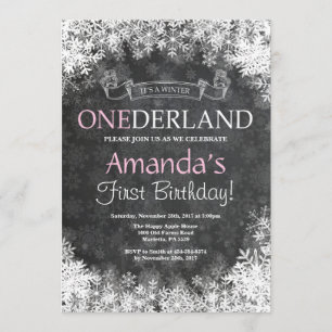 Vinter Onederland Girl 1:a födelsedagsinbjudan Inbjudningar