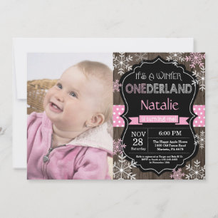 Vinter Onederland Girl 1:a födelsedagsinbjudan Inbjudningar