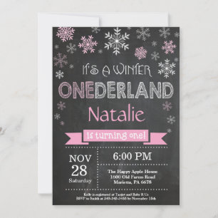 Vinter Onederland Girl 1:a födelsedagsinbjudan Inbjudningar