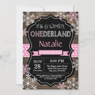 Vinter Onederland Girl 1:a födelsedagsinbjudan Inbjudningar