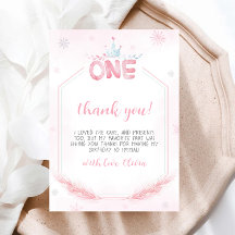 Vinter Onederland Girl Birthday - tackkort