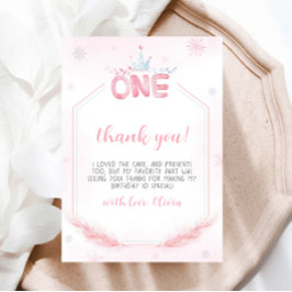 Vinter Onederland Girl Birthday - tackkort Inbjudningar