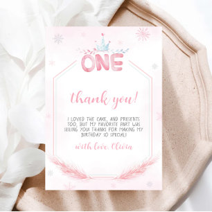 Vinter Onederland Girl Birthday - tackkort Inbjudningar