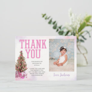 Vinter Onederland Girl Birthday - tackkort Inbjudningar