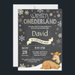 Vinter Onederland Hjort 1:a födelsedagsinbjudan Inbjudningar<br><div class="desc">Winter Onederland Hjort 1:a födelsedagsinbjudan. Hjort. Gult och vit snöflummel. Första födelsedagen. Boy eller Girl 1 Bday Inbjudan. Bakgrund för kalkbord. Black and White. Om du vill göra ytterligare anpassningar klickar du på knappen "Anpassa" och användor verktyg som är utformat för att ändra mallen.</div>