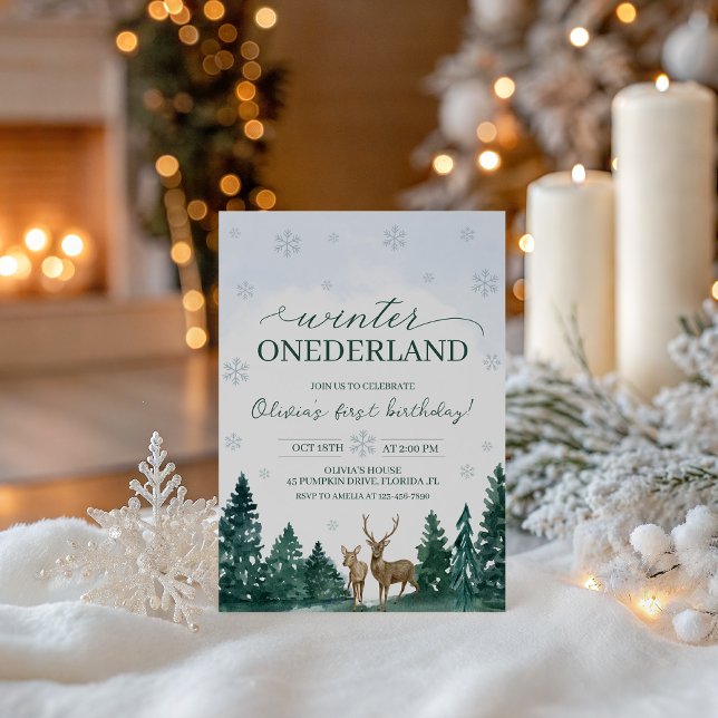 Vinter ONEderland Hjort Inbjudan (Skapare uppladdad)