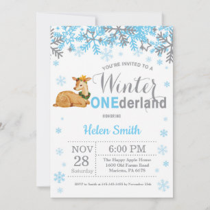 Vinter Onederland Hjort Pojke 1-årsdag Inbjudningar