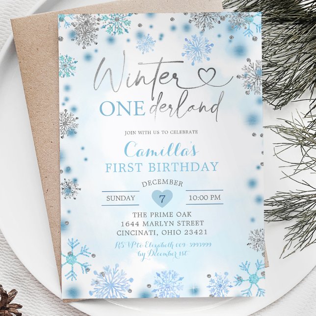 Vinter Onederland i Vare Silver Inbjudningar (Skapare uppladdad)