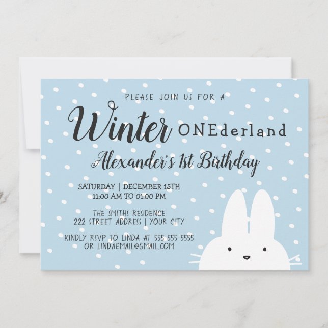 Vinter Onederland Inbjudningar (Framsida)