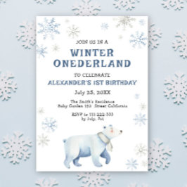 Vinter Onederland Isbjörn 1-årsdag Inbjudningar