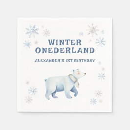 Vinter Onederland Isbjörn 1-årsdag Pappersservett