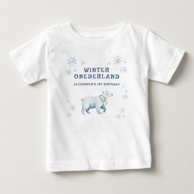 Vinter Onederland Isbjörn 1-årsdag  T Shirt (Framsida)