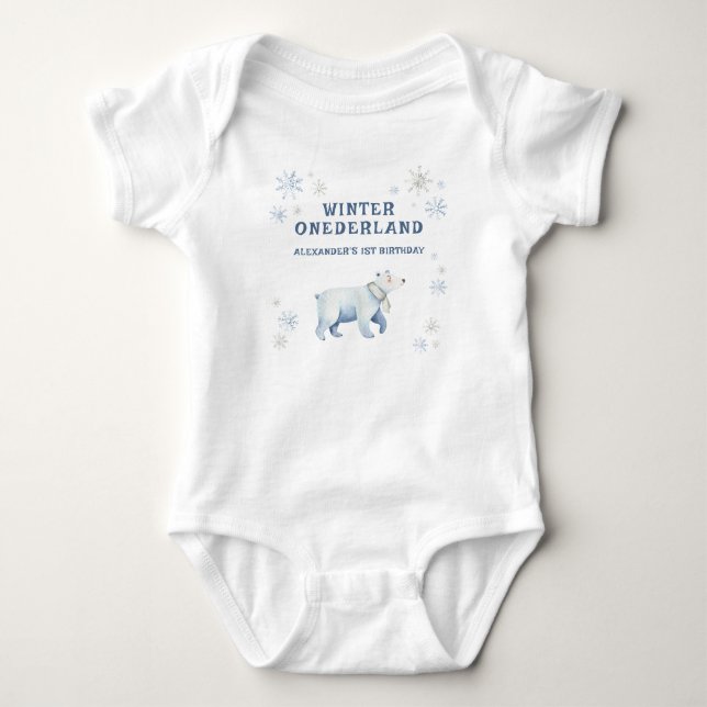 Vinter Onederland Isbjörn 1-årsdag  T Shirt (Framsida)