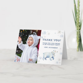 Vinter Onederland Isbjörn Födelsedag Tack Kort