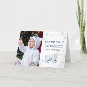 Vinter Onederland Isbjörn Födelsedags Tacksamhet Tack Kort