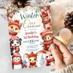 Vinter ONEderland Jul 1:a födelsedag Inbjudningar