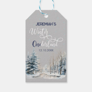 Vinter Onederland Jul 1:a födelsedag Presentetikett