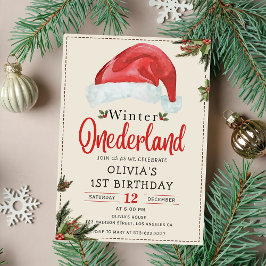 Vinter ONEderland jul Santa Hat Birthday Inbjudningar