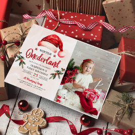 Vinter Onederland jul Santa Hat Birthday Inbjudningar