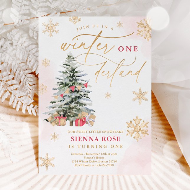 Vinter Onederland, Juldagen Red & Guld, födelsedag Inbjudningar (Skapare uppladdad)