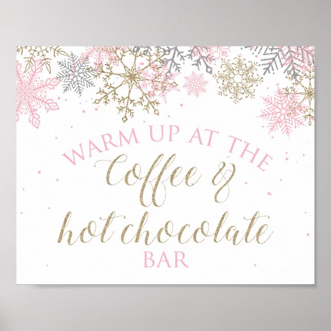 Vinter Onederland Kaffe och Hett Chocolate-tecken Poster (Framsidan)