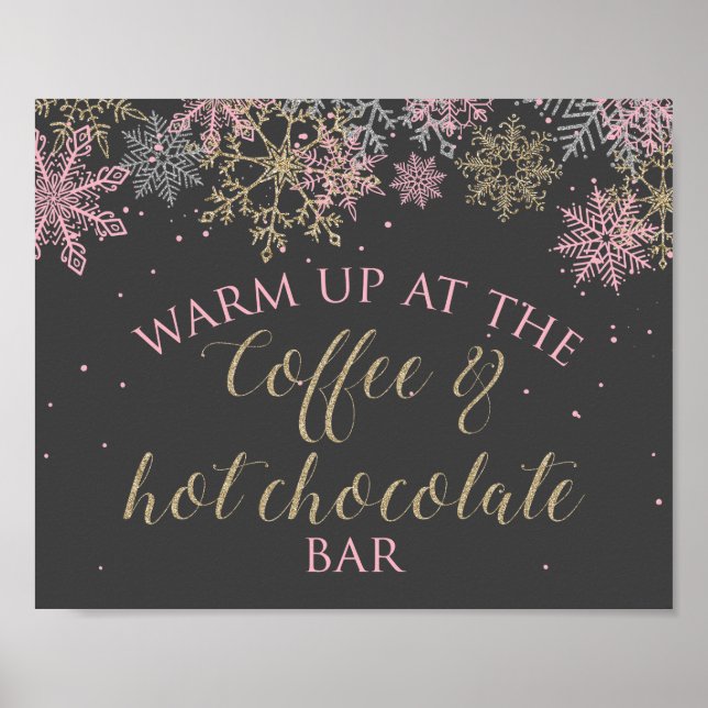 Vinter Onederland Kaffe och Varm Kakao Skylt (Framsidan)