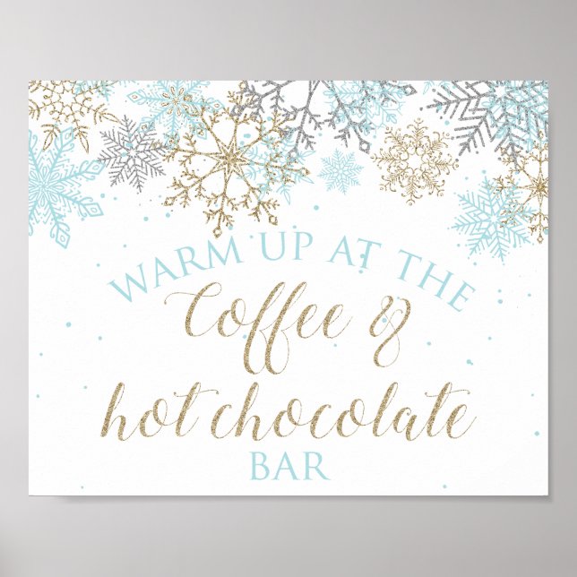 Vinter Onederland Kaffe & Varm Choklad Bar Skylt (Framsidan)