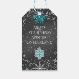 Vinter ONEderland Krita Teal & Lila Anpassad Fest Presentetikett