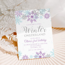 Vinter Onederland Lila och Silver Snöflinga
