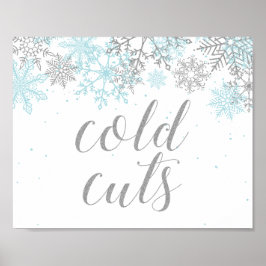Vinter Onederland Matskylt Blå Snöflingor Poster