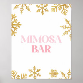 Vinter Onederland Mimosa barskylt rosa och guld Poster
