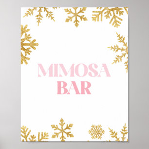 Vinter Onederland Mimosa barskylt rosa och guld Poster