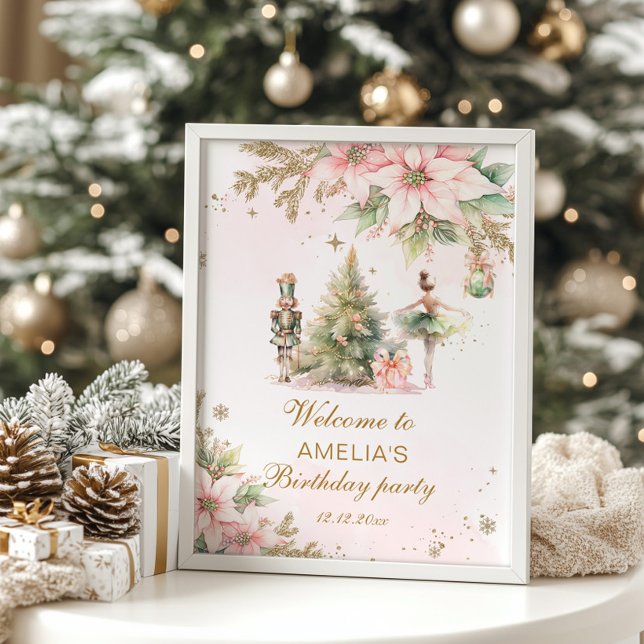 Vinter Onederland Nötknäppare rosa guld Välkommen Poster (Skapare uppladdad)