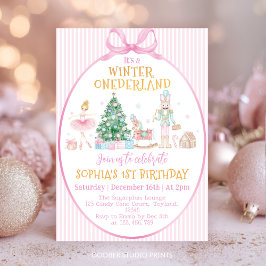 Vinter Onederland Nutcracker Rosa Slinga Födelseda Inbjudningar