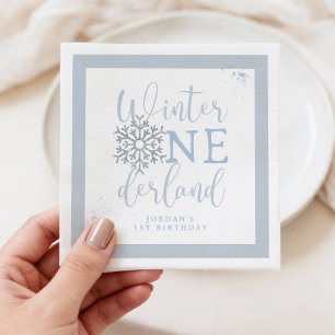 Vinter Onederland Pojke Servett, Blå Snöflinga Pappersservett