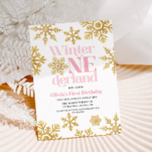 Vinter Onederland Rosa Guld Snöflinga 1-årsfirande