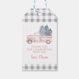 Vinter Onederland Rosa Lastbil Plaid Presentetikett