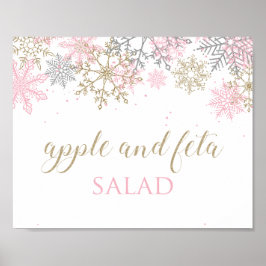 Vinter Onederland Rosa Snöflinga Matskylt 3 Poster
