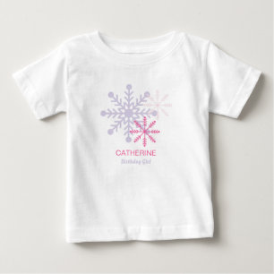 Vinter Onederland Rosa Snöflingor Modern T-Shirt