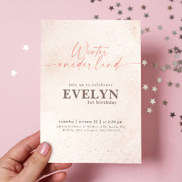 Vinter Onederland Silver Glitter Baby 1-årsdag Inbjudningar